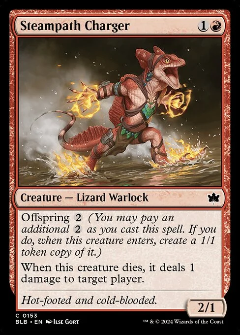 Steampath Charger, carta Magic di tipo Creature — Lizard Warlock illustrata da Ilse Gort