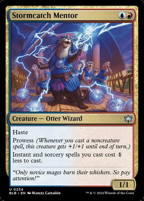 Stormcatch Mentor, carta Magic di tipo Creature — Otter Wizard illustrata da Manuel Castañón