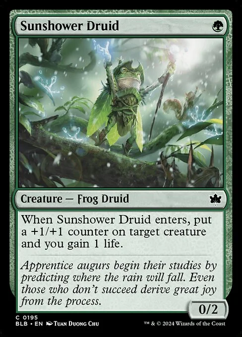 Sunshower Druid, carta Magic di tipo Creature — Frog Druid illustrata da Tuan Duong Chu