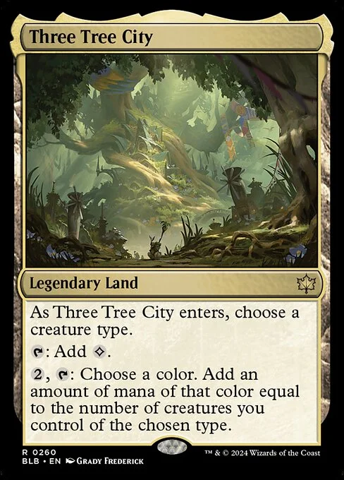 Three Tree City, carta Magic di tipo Legendary Land illustrata da Grady Frederick