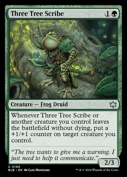 Three Tree Scribe, carta Magic di tipo Creature — Frog Druid illustrata da Caio Monteiro
