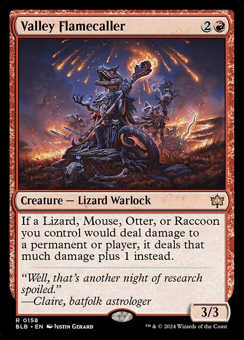 Valley Flamecaller, carta Magic di tipo Creature — Lizard Warlock illustrata da Justin Gerard