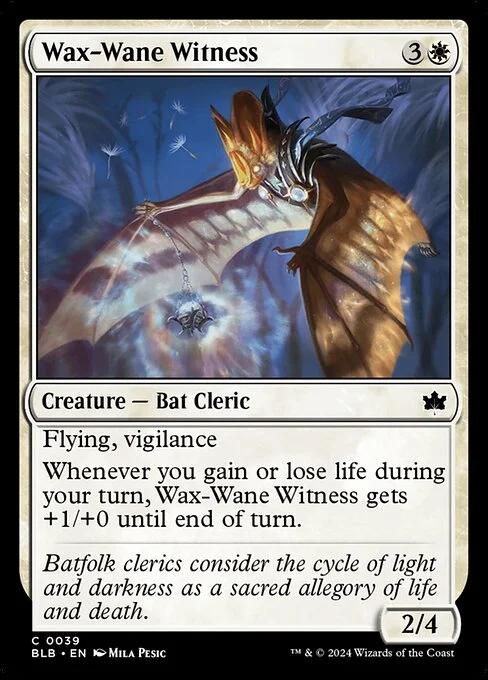 Wax-Wane Witness, carta Magic di tipo Creature — Bat Cleric illustrata da Mila Pesic