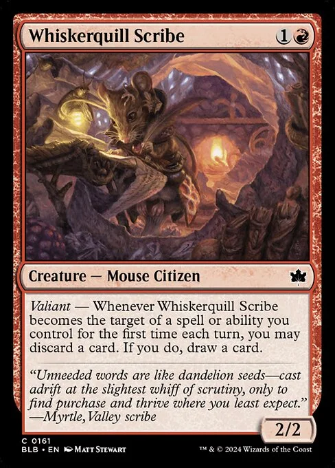 Whiskerquill Scribe, carta Magic di tipo Creature — Mouse Citizen illustrata da Matt Stewart