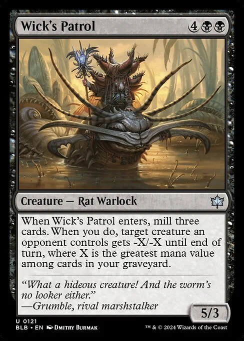 Wick's Patrol, carta Magic di tipo Creature — Rat Warlock illustrata da Dmitry Burmak