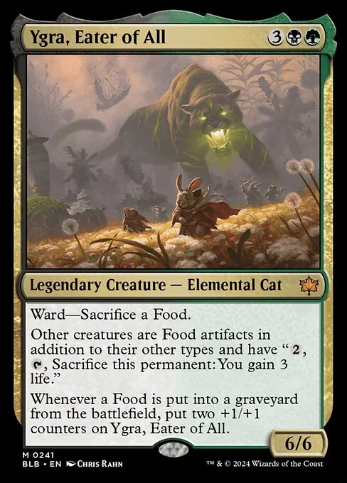 Ygra, Eater of All, carta Magic di tipo Legendary Creature — Elemental Cat illustrata da Chris Rahn