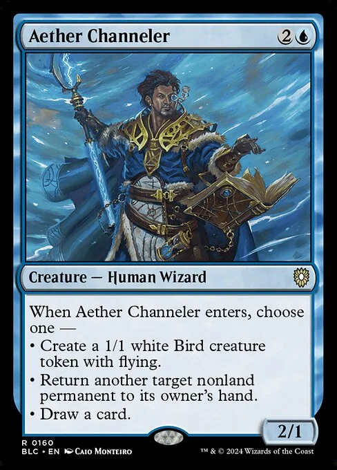 Aether Channeler, carta Magic di tipo Creature — Human Wizard illustrata da Caio Monteiro
