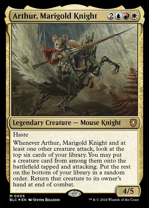 Arthur, Marigold Knight, carta Magic di tipo Legendary Creature — Mouse Knight illustrata da Steven Belledin