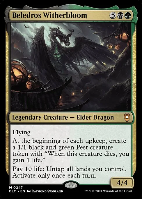 Beledros Witherbloom, carta Magic di tipo Legendary Creature — Elder Dragon illustrata da Raymond Swanland