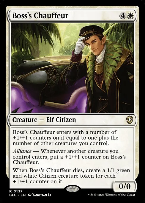 Boss's Chauffeur, carta Magic di tipo Creature — Elf Citizen illustrata da Yangtian Li