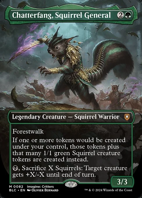 Chatterfang, Squirrel General, carta Magic di tipo Legendary Creature — Squirrel Warrior illustrata da Olivier Bernard