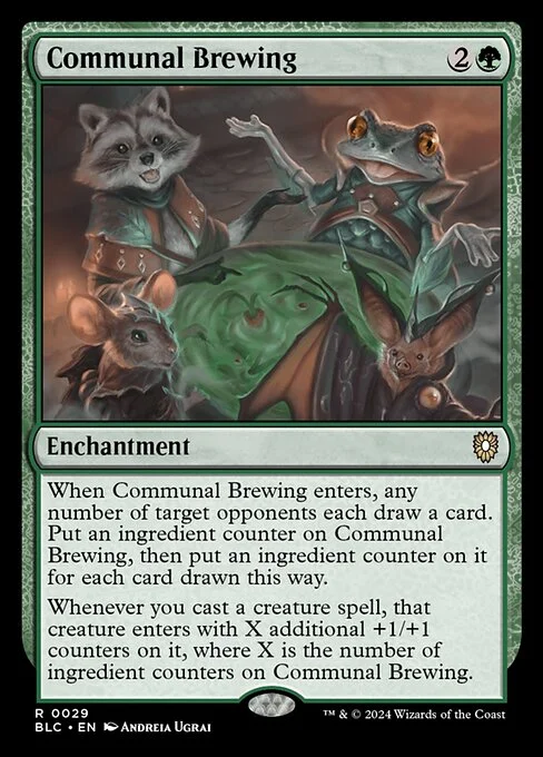 Communal Brewing, carta Magic di tipo Enchantment illustrata da Andreia Ugrai