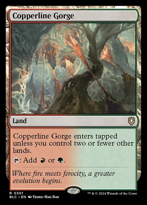Copperline Gorge, carta Magic di tipo Land illustrata da Yeong-Hao Han