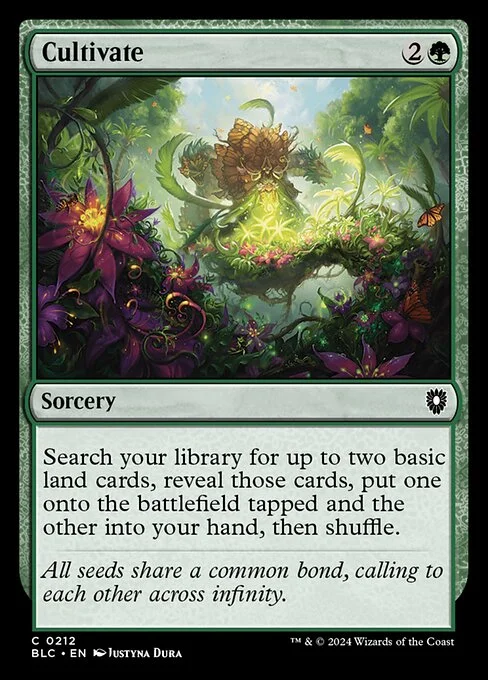 Cultivate, carta Magic di tipo Sorcery illustrata da Justyna Dura