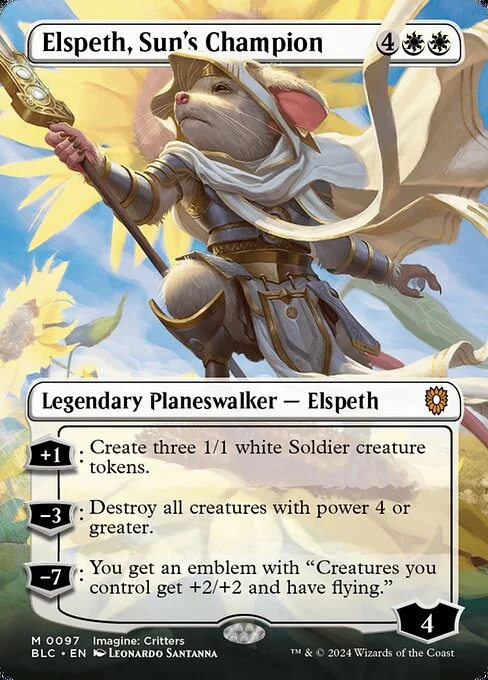 Elspeth, Sun's Champion, carta Magic di tipo Legendary Planeswalker — Elspeth illustrata da Leonardo Santanna