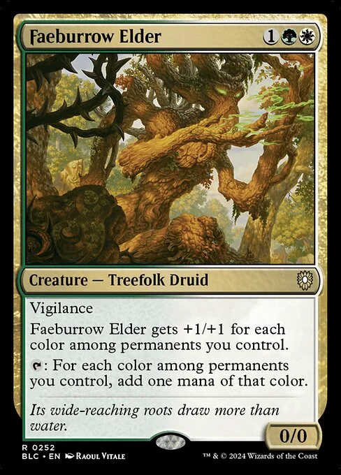 Faeburrow Elder, carta Magic di tipo Creature — Treefolk Druid illustrata da Raoul Vitale