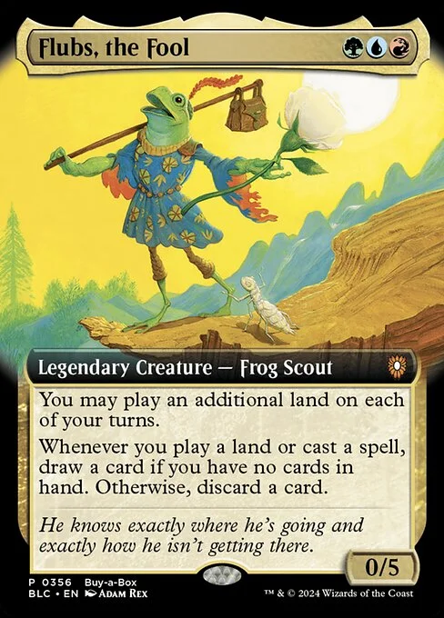 Flubs, the Fool, carta Magic di tipo Legendary Creature — Frog Scout illustrata da Adam Rex
