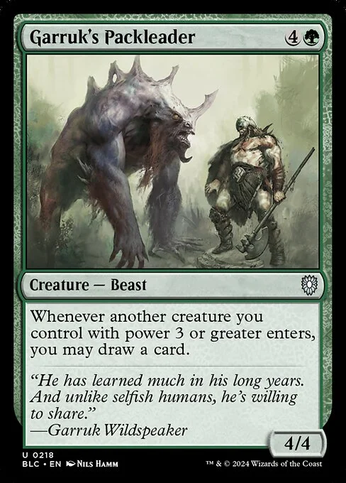 Garruk's Packleader, carta Magic di tipo Creature — Beast illustrata da Nils Hamm