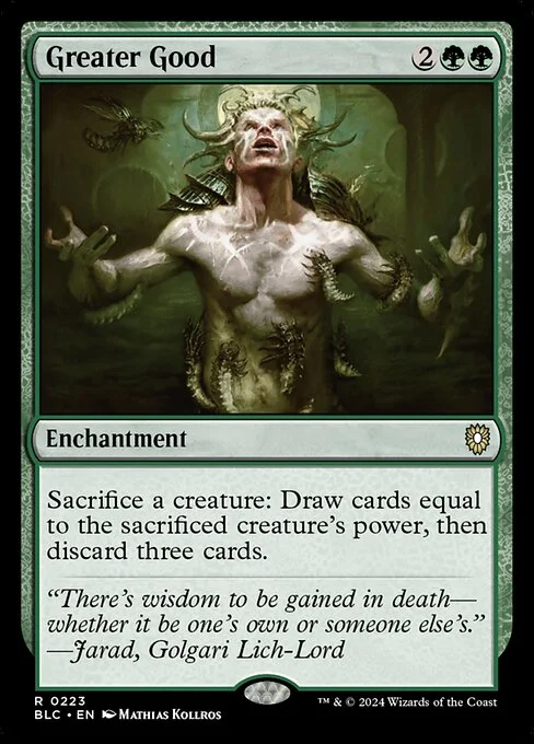 Greater Good, carta Magic di tipo Enchantment illustrata da Mathias Kollros