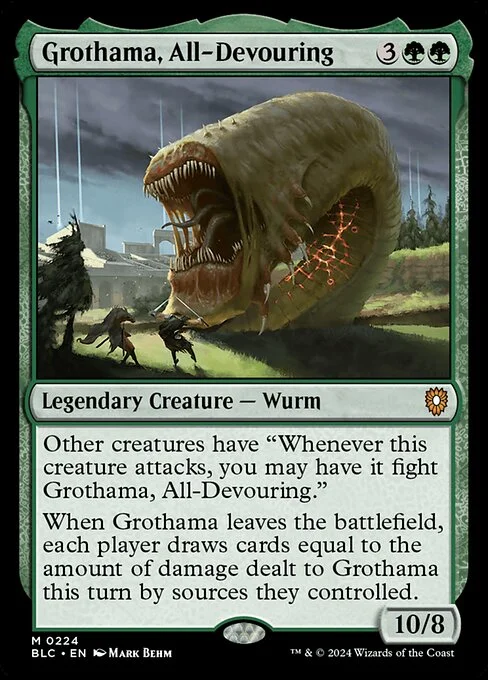 Grothama, All-Devouring, carta Magic di tipo Legendary Creature — Wurm illustrata da Mark Behm