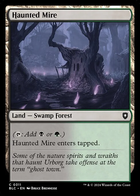 Haunted Mire, carta Magic di tipo Land — Swamp Forest illustrata da Bruce Brenneise