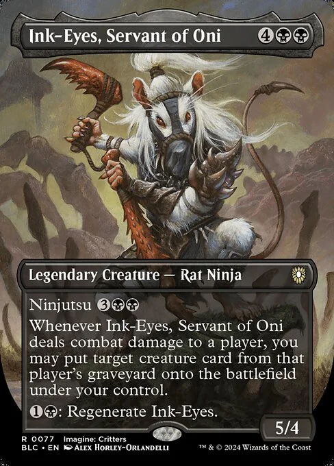 Ink-Eyes, Servant of Oni, carta Magic di tipo Legendary Creature — Rat Ninja illustrata da Alex Horley-Orlandelli
