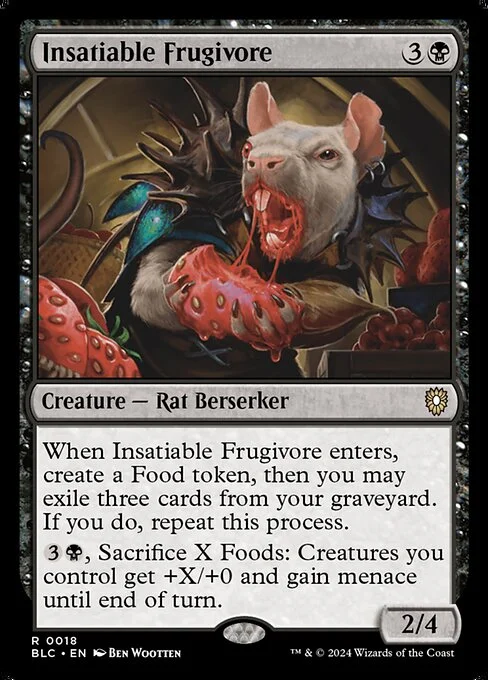 Insatiable Frugivore, carta Magic di tipo Creature — Rat Berserker illustrata da Ben Wootten