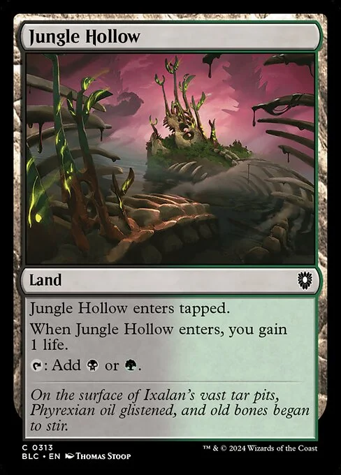Jungle Hollow, carta Magic di tipo Land illustrata da Thomas Stoop
