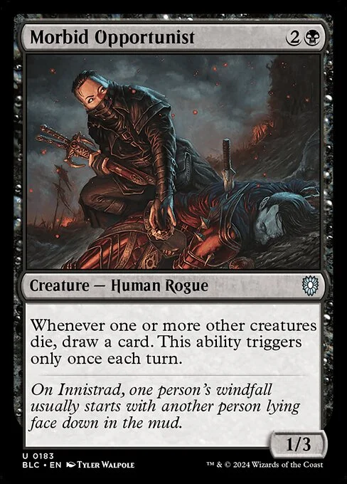 Morbid Opportunist, carta Magic di tipo Creature — Human Rogue illustrata da Tyler Walpole