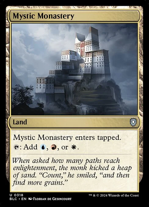 Mystic Monastery, carta Magic di tipo Land illustrata da Florian de Gesincourt