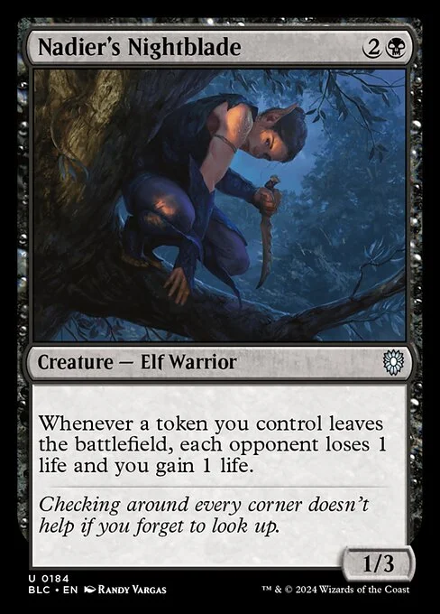 Nadier's Nightblade, carta Magic di tipo Creature — Elf Warrior illustrata da Randy Vargas