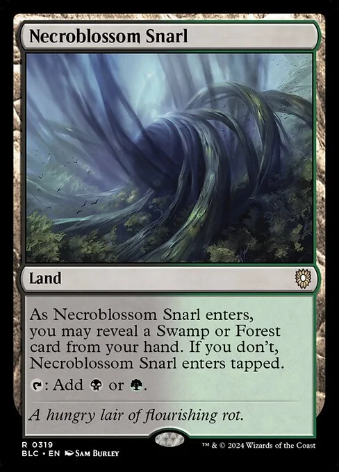 Necroblossom Snarl, carta Magic di tipo Land illustrata da Sam Burley