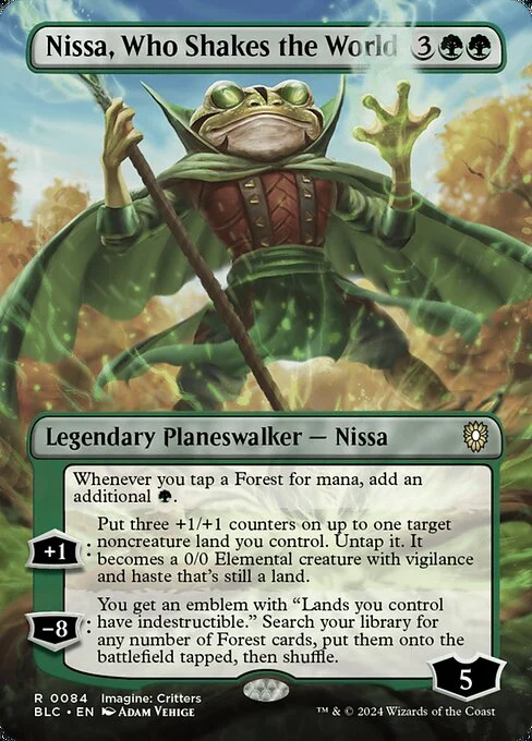 Nissa, Who Shakes the World, carta Magic di tipo Legendary Planeswalker — Nissa illustrata da Adam Vehige