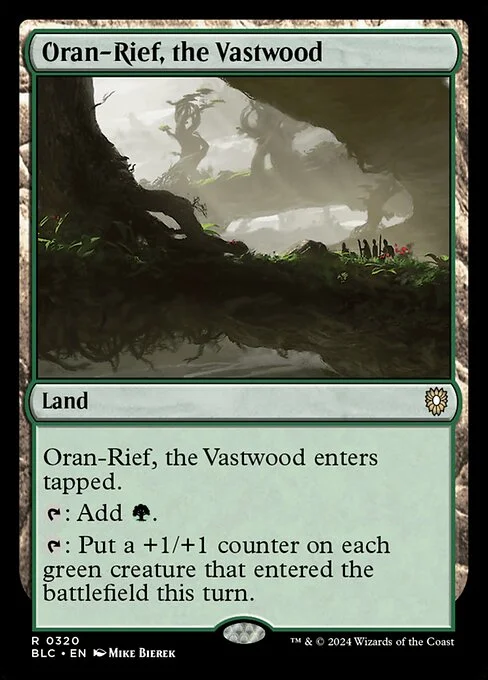 Oran-Rief, the Vastwood, carta Magic di tipo Land illustrata da Mike Bierek