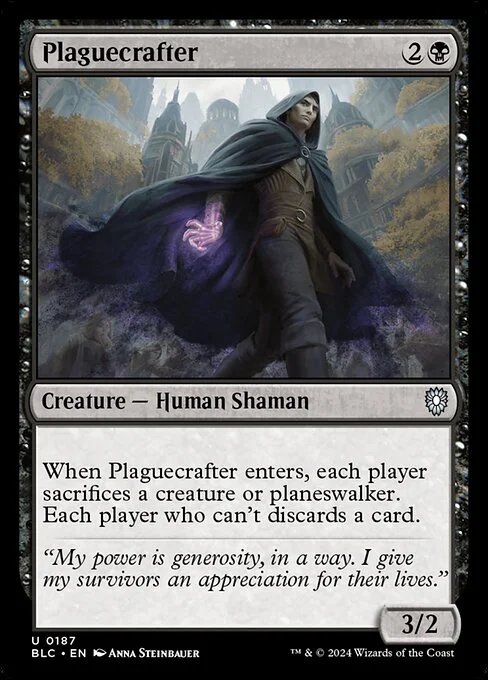 Plaguecrafter, carta Magic di tipo Creature — Human Shaman illustrata da Anna Steinbauer