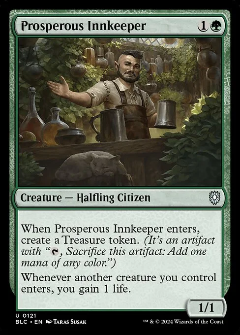 Prosperous Innkeeper, carta Magic di tipo Creature — Halfling Citizen illustrata da Taras Susak