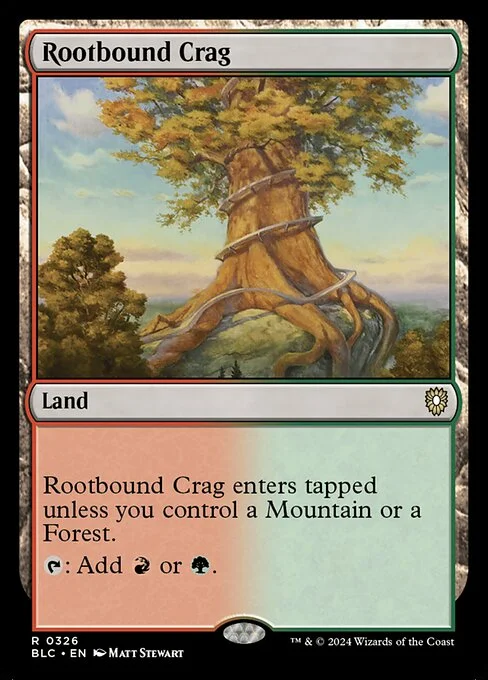Rootbound Crag, carta Magic di tipo Land illustrata da Matt Stewart