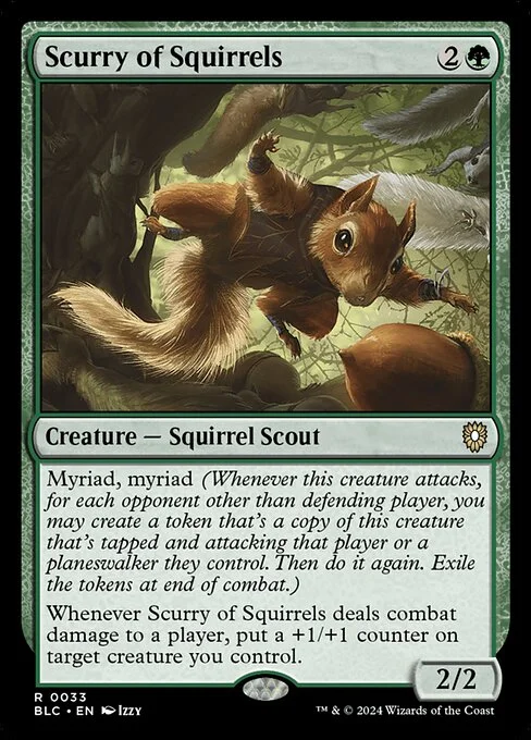 Scurry of Squirrels, carta Magic di tipo Creature — Squirrel Scout illustrata da Izzy