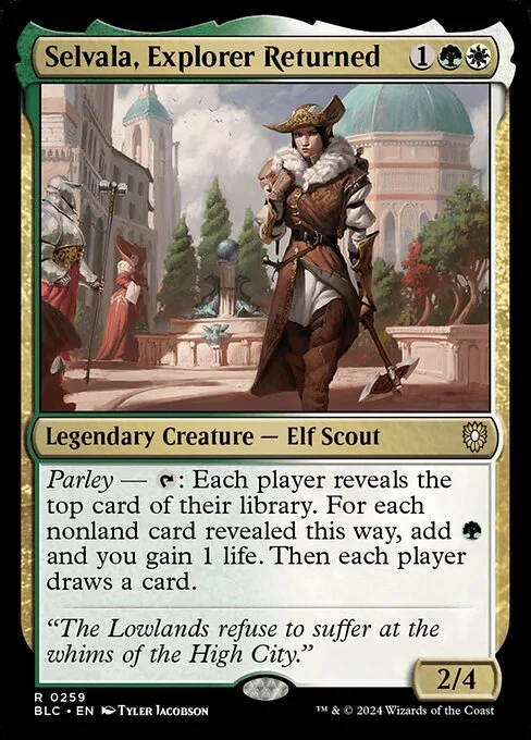 Selvala, Explorer Returned, carta Magic di tipo Legendary Creature — Elf Scout illustrata da Tyler Jacobson