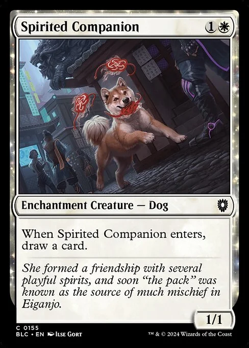 Spirited Companion, carta Magic di tipo Enchantment Creature — Dog illustrata da Ilse Gort