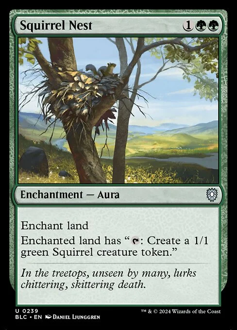 Squirrel Nest, carta Magic di tipo Enchantment — Aura illustrata da Daniel Ljunggren