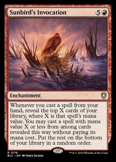 Sunbird's Invocation, carta Magic di tipo Enchantment illustrata da Jorge Jacinto