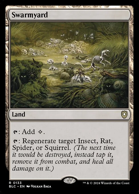 Swarmyard, carta Magic di tipo Land illustrata da Volkan Baǵa