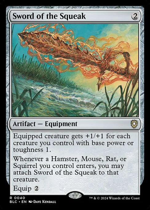 Sword of the Squeak, carta Magic di tipo Artifact — Equipment illustrata da Dave Kendall