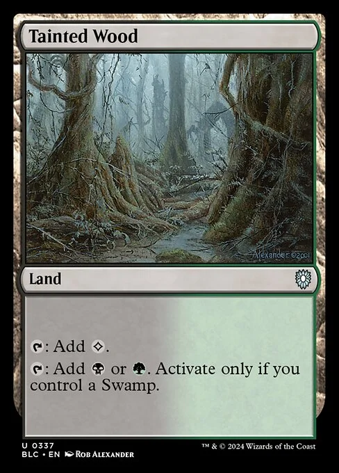 Tainted Wood, carta Magic di tipo Land illustrata da Rob Alexander