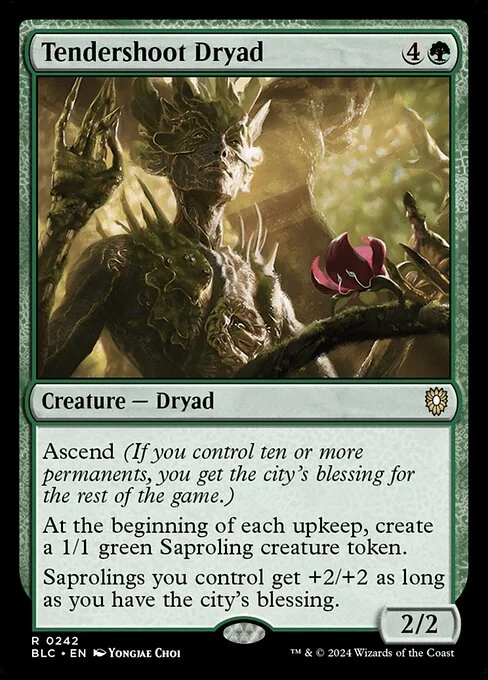 Tendershoot Dryad, carta Magic di tipo Creature — Dryad illustrata da Yongjae Choi