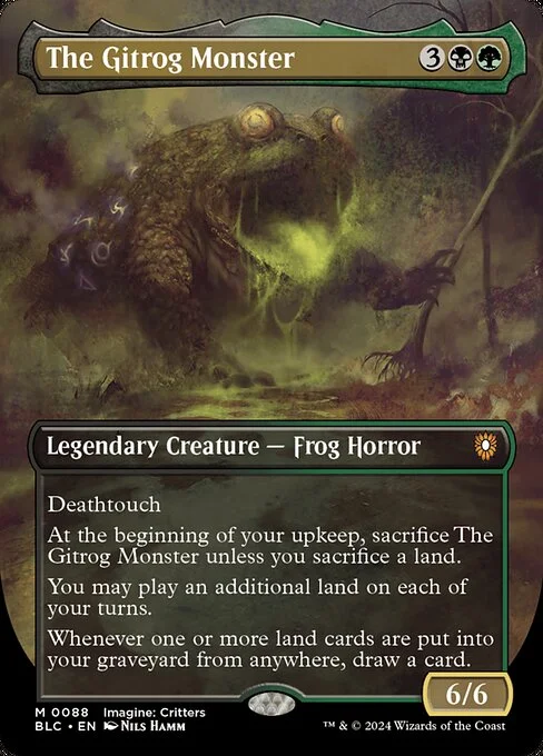 The Gitrog Monster, carta Magic di tipo Legendary Creature — Frog Horror illustrata da Nils Hamm