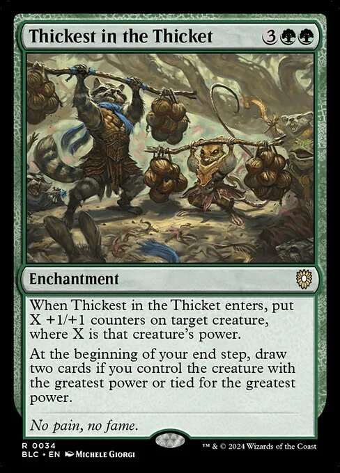 Thickest in the Thicket, carta Magic di tipo Enchantment illustrata da Michele Giorgi