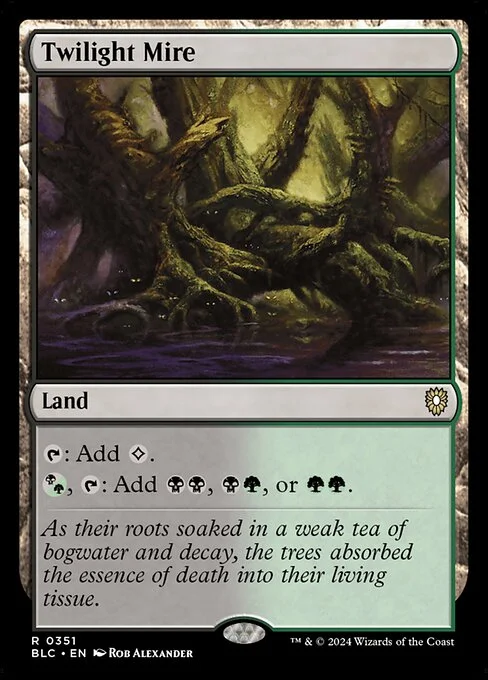 Twilight Mire, carta Magic di tipo Land illustrata da Rob Alexander