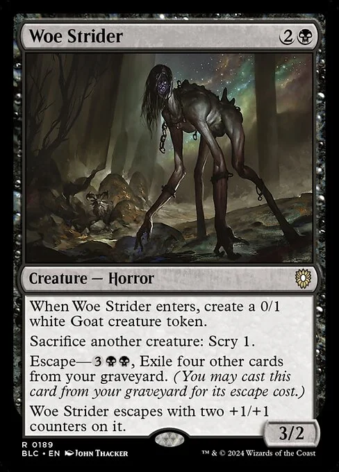 Woe Strider, carta Magic di tipo Creature — Horror illustrata da John Thacker
